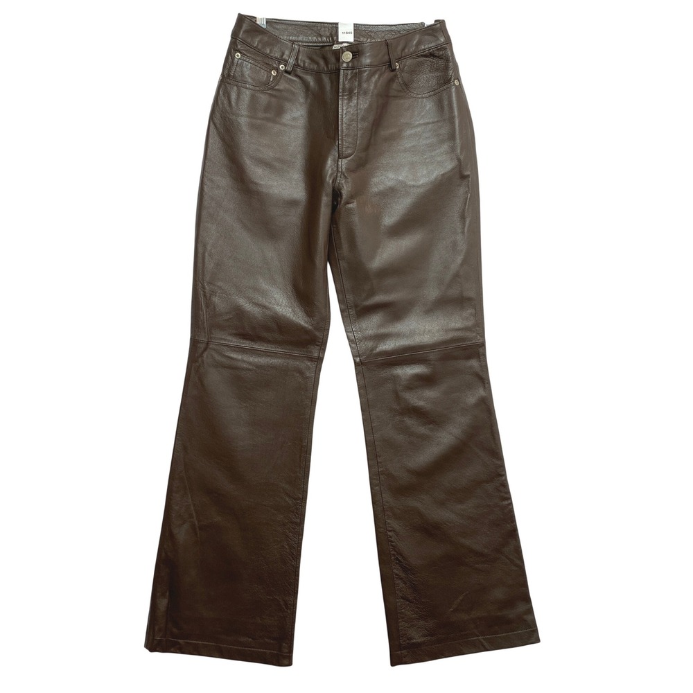Newport News Jeanology Leather Pants Mens 8T Brown Bootcut Leg Vintage
